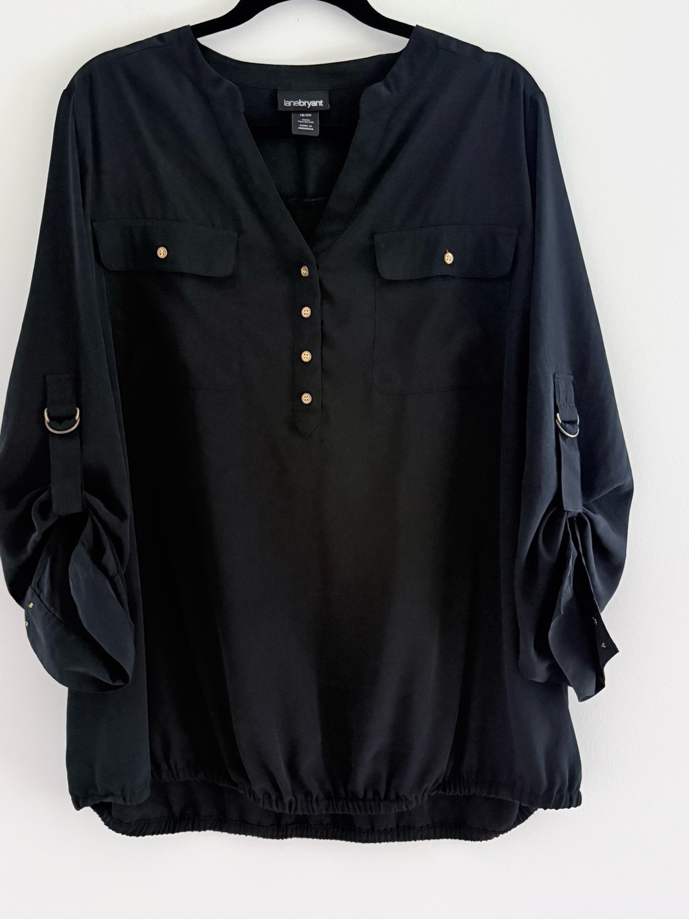 Lane Bryant Black Button-Detail Pullover Tunic